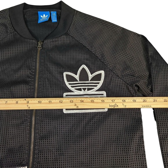 Adidas Originals Berlin 3 Stripes Trefoil 1972 Jacket‎ Mesh Black White Medium - Picture 11 of 12